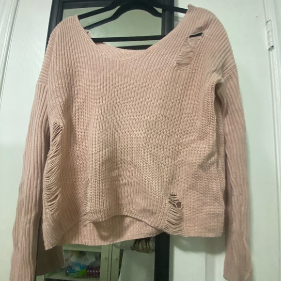 garage distressed pink knit sweater - Picture 1 of 1